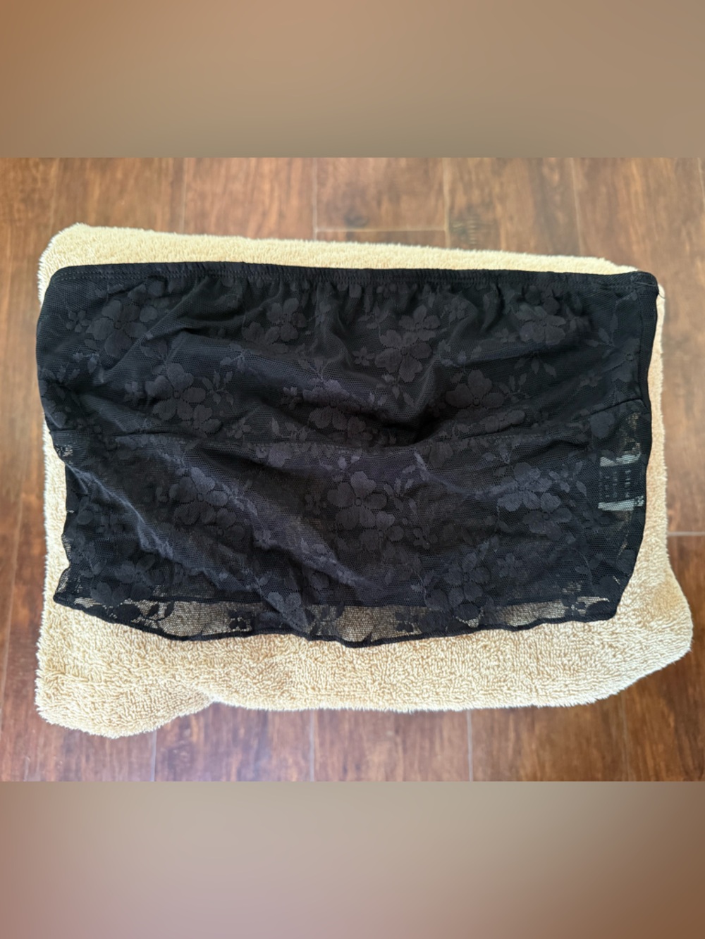 LG Black Floral Lace Bandeau Tube Top